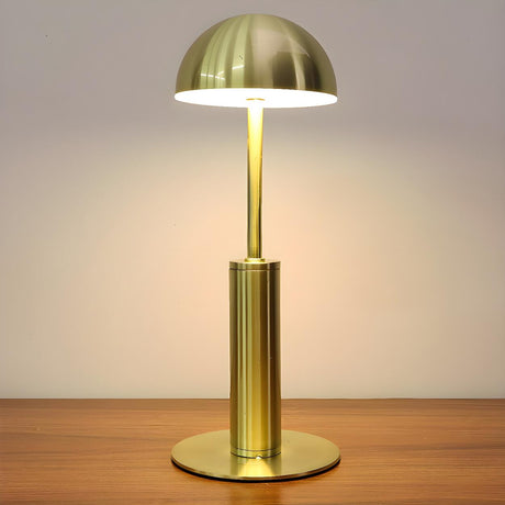 Simple Mid-Century Brass Dome Metal Bedroom Table Lamp Image - 1