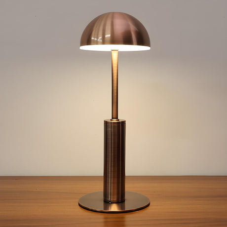 Simple Mid-Century Brass Dome Metal Bedroom Table Lamp Image - 2