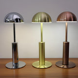 Simple Mid-Century Brass Dome Metal Bedroom Table Lamp Image - 3