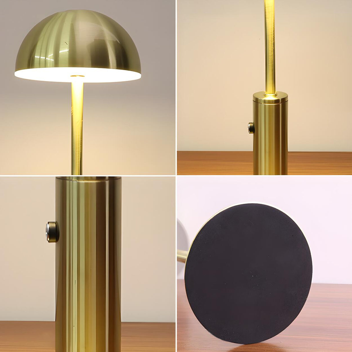 Simple Mid-Century Brass Dome Metal Bedroom Table Lamp Image - 7