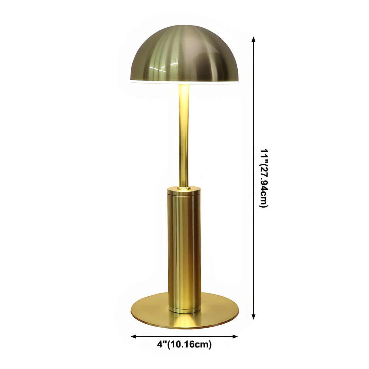 Simple Mid-Century Brass Dome Metal Bedroom Table Lamp 