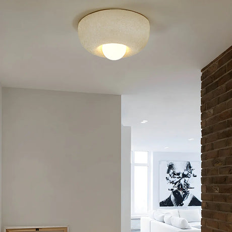 Simple Mini Cream Geometric Flush Mount Ceiling Light Image - 1