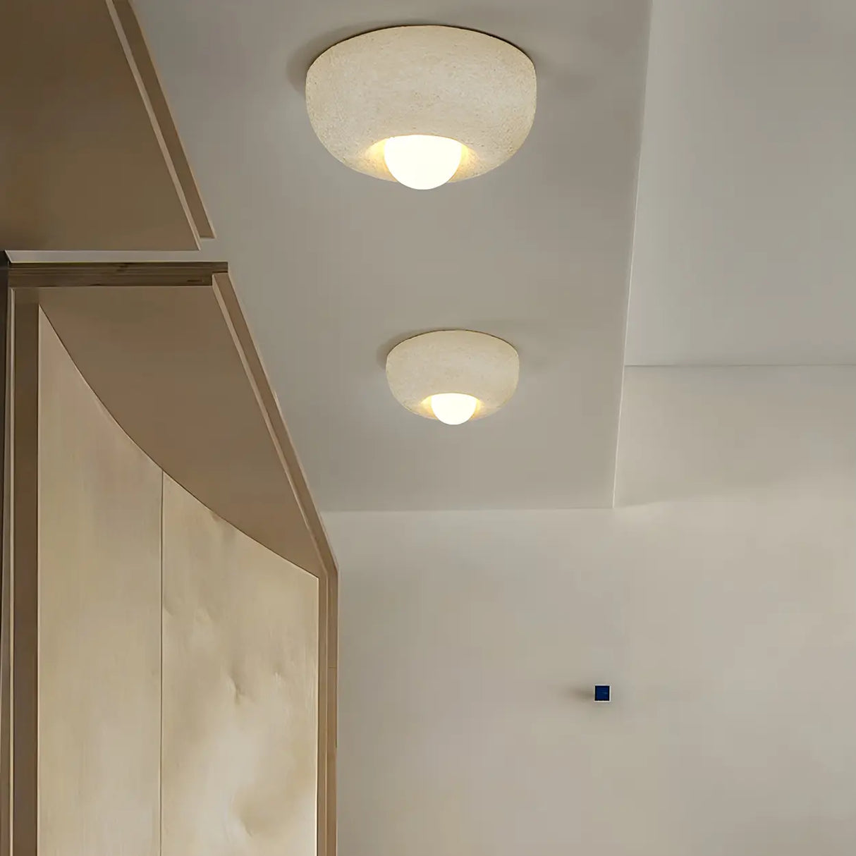 Simple Mini Cream Geometric Flush Mount Ceiling Light Image - 4