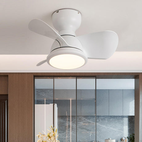 Simple Mini Flush Modern 3 Blade Ceiling Fan with Light Image - 1