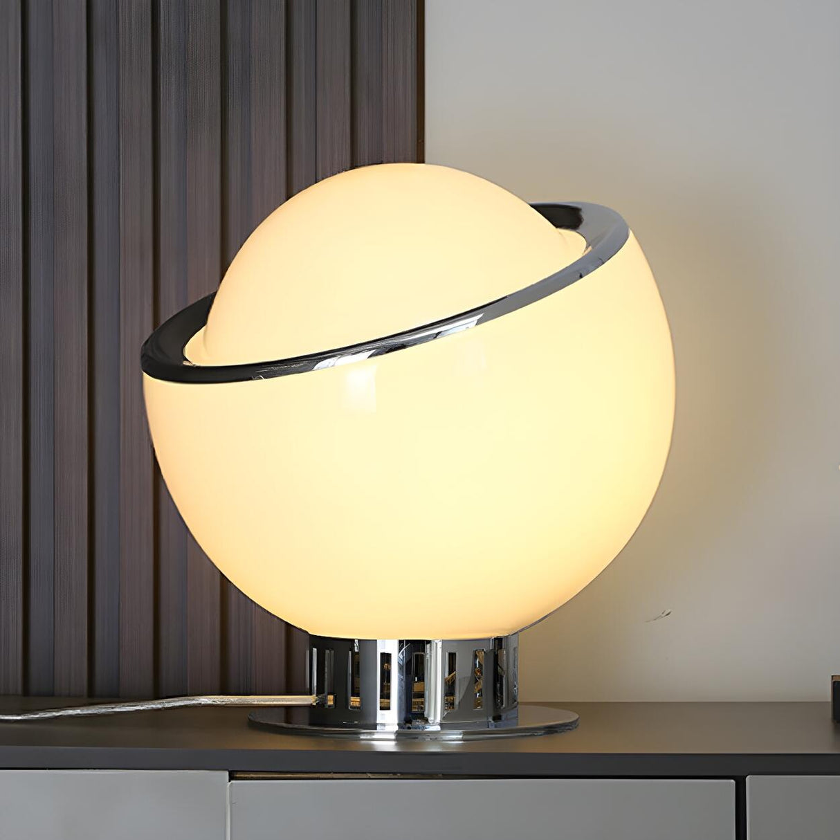 Simple Mini Semicircle Globe Glass Shade Table Lamp Image - 13