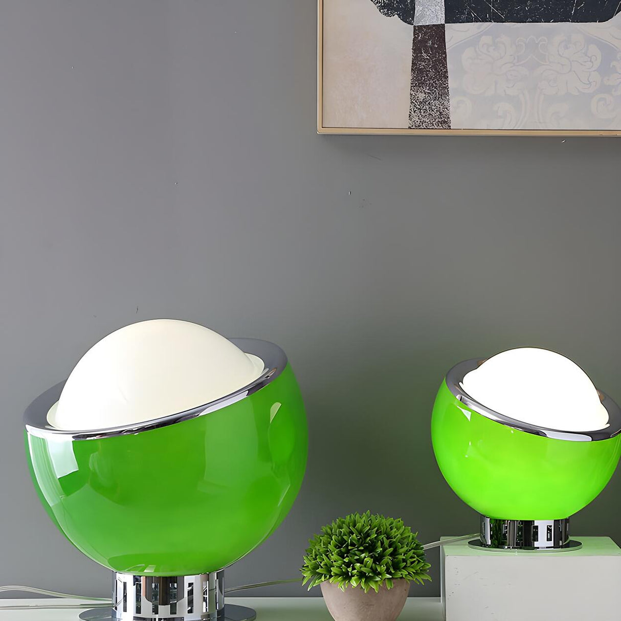 Simple Mini Semicircle Globe Glass Shade Table Lamp Image - 8