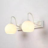 Simple Mini White Glass Globe Wall Vanity Light 3-Bulb Image - 12