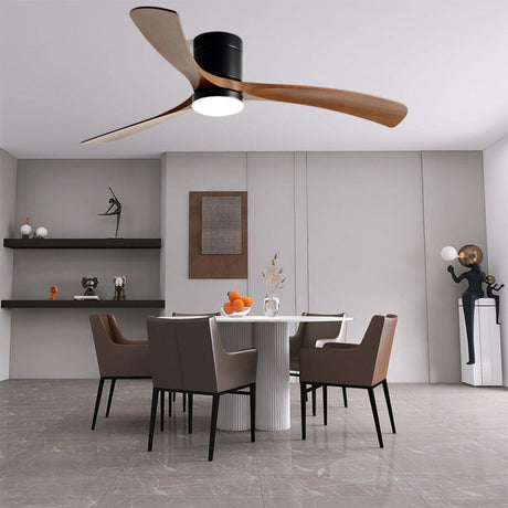 Simple Modern 3 Blade Dimming Wood Ceiling Fan Light Image - 1