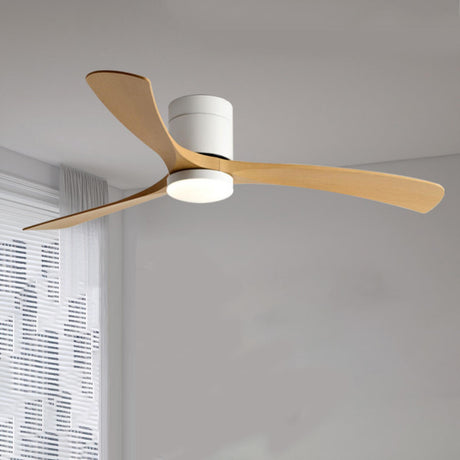 Simple Modern 3 Blade Dimming Wood Ceiling Fan Light Image - 2