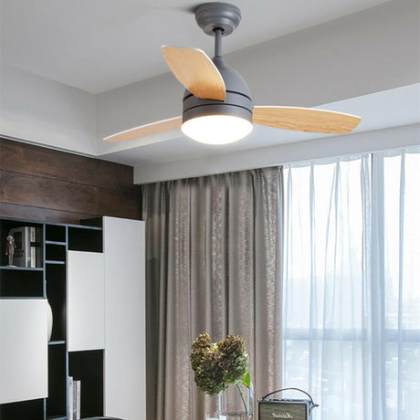 Simple Modern 3-Blade LED Remote Ceiling Fan with Light Image - 1