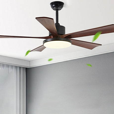 Simple Modern 5 Blade Solid Wood Ceiling Fan with Light Image - 1