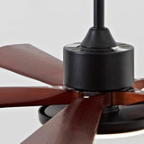 Simple Modern 5 Blade Solid Wood Ceiling Fan with Light Image - 12