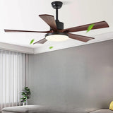 Simple Modern 5 Blade Solid Wood Ceiling Fan with Light Image - 13