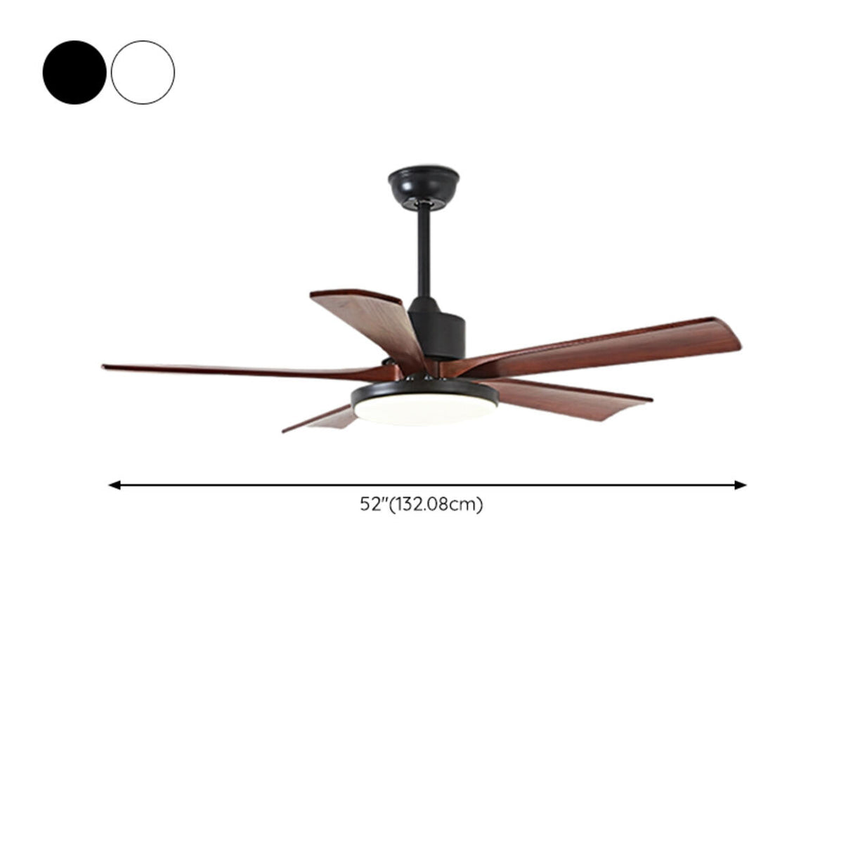 Simple Modern 5 Blade Solid Wood Ceiling Fan with Light 