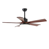 Simple Modern 5 Blade Solid Wood Ceiling Fan with Light Image - 5