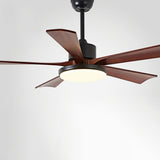 Simple Modern 5 Blade Solid Wood Ceiling Fan with Light Image - 6