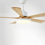 Simple Modern 5 Blade Solid Wood Ceiling Fan with Light Image - 7