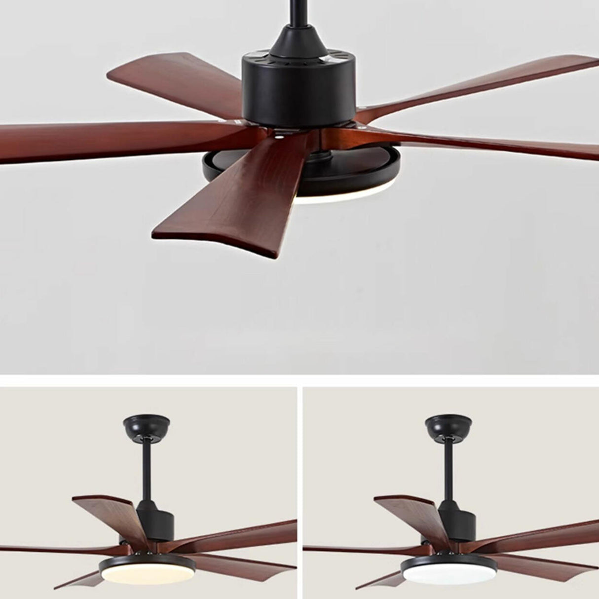 Simple Modern 5 Blade Solid Wood Ceiling Fan with Light Image - 9