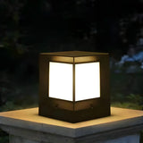 Simple Modern Black Square Metal Outdoor Post Light Image - 1