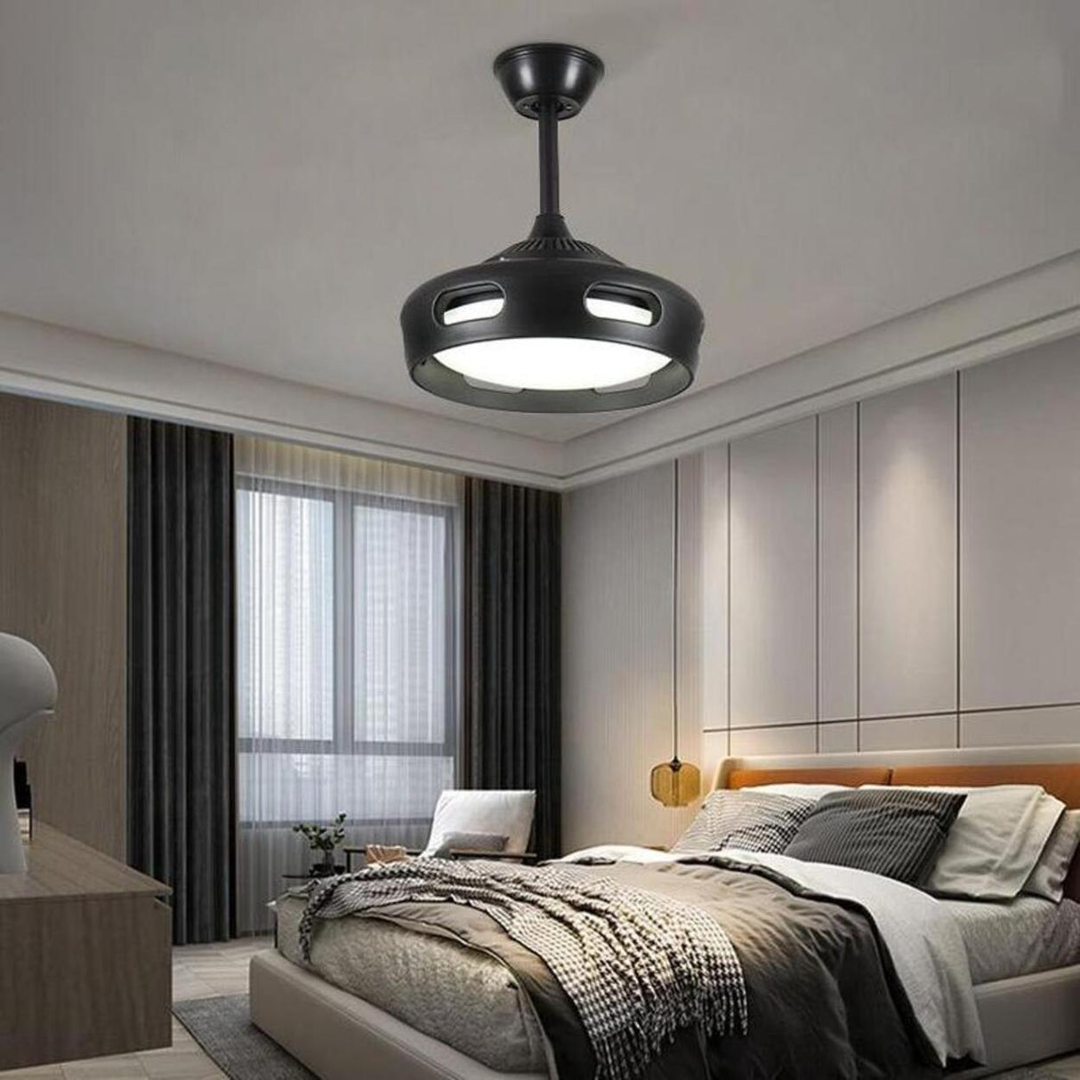 Simple Modern Bladeless Ceiling Fan with LED Light Image - 4