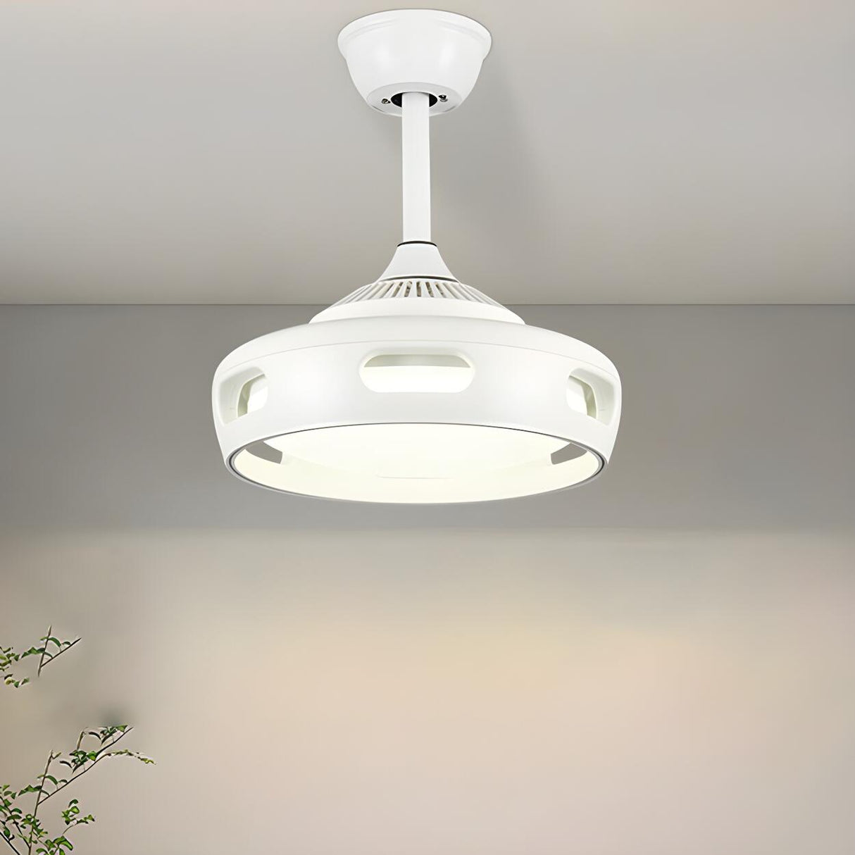 Simple Modern Bladeless Ceiling Fan with LED Light Image - 5