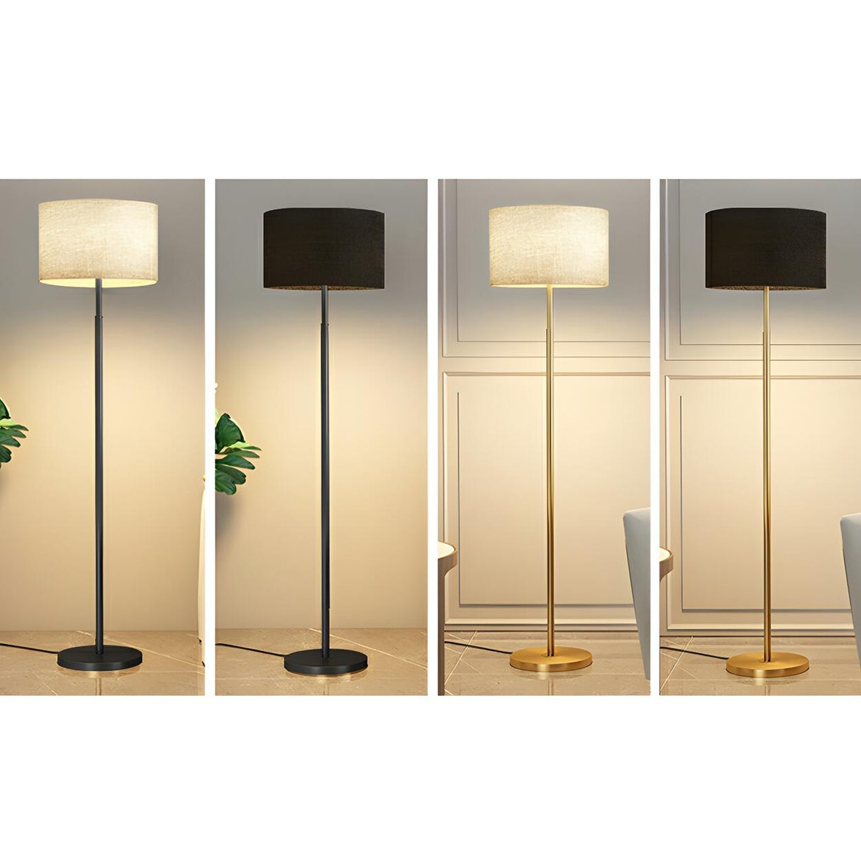 Simple Modern Cylinder Black Metal LED Floor Lamp Image - 12