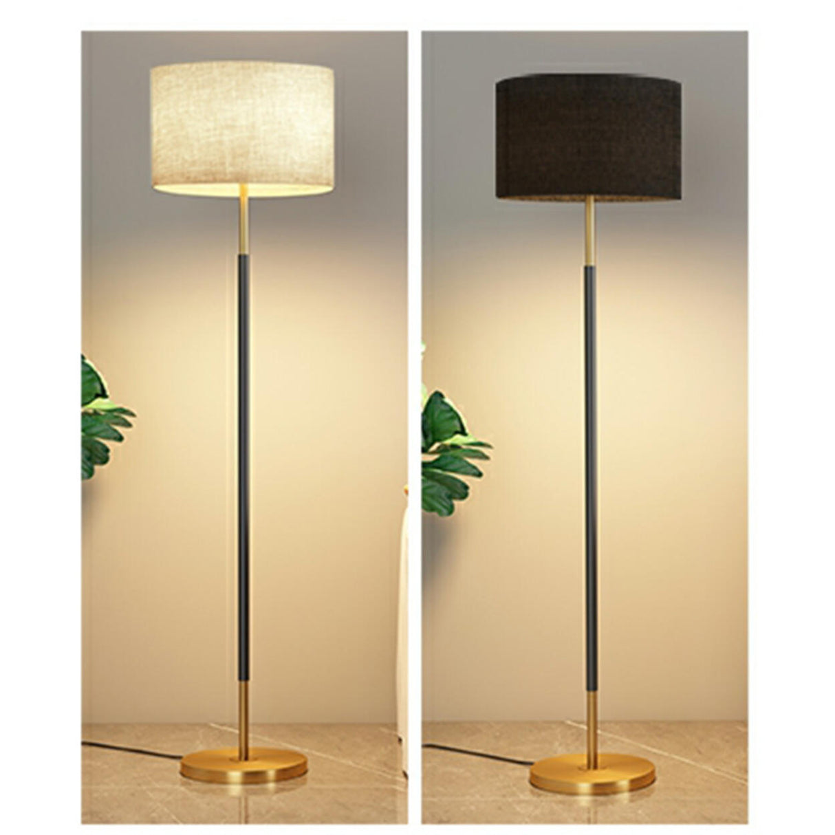 Simple Modern Cylinder Black Metal LED Floor Lamp Image - 13