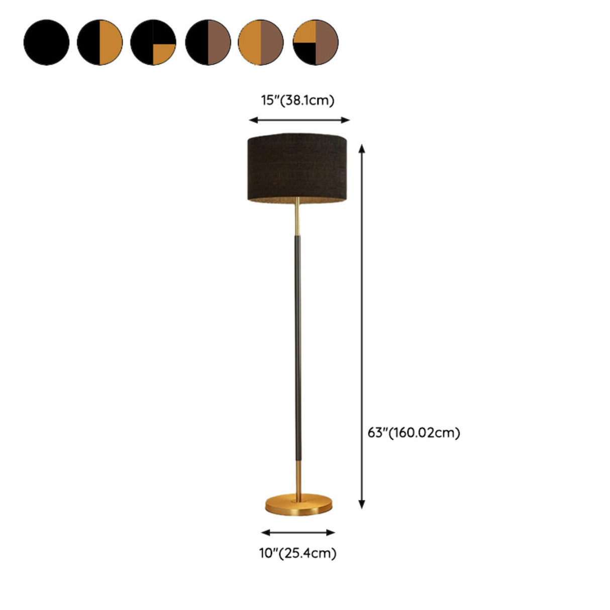 Simple Modern Cylinder Black Metal LED Floor Lamp 