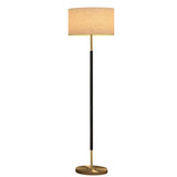 Simple Modern Drum Shade Gold and Black Floor Lamp Image - 5