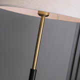 Simple Modern Drum Shade Gold and Black Floor Lamp Image - 8