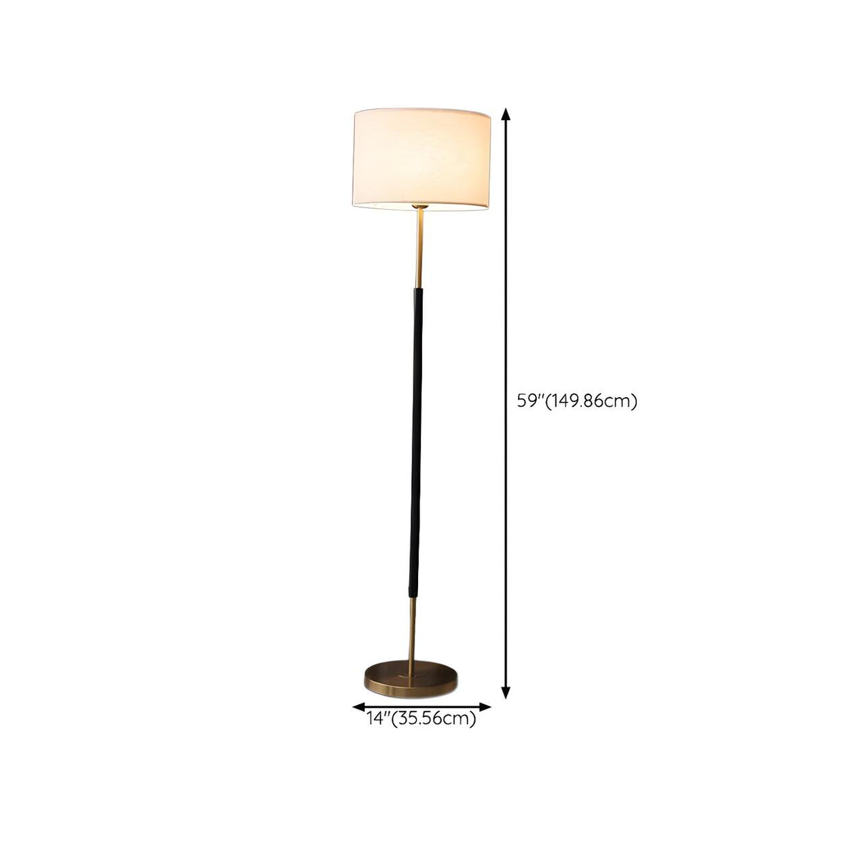 Simple Modern Drum Shade Gold and Black Floor Lamp 