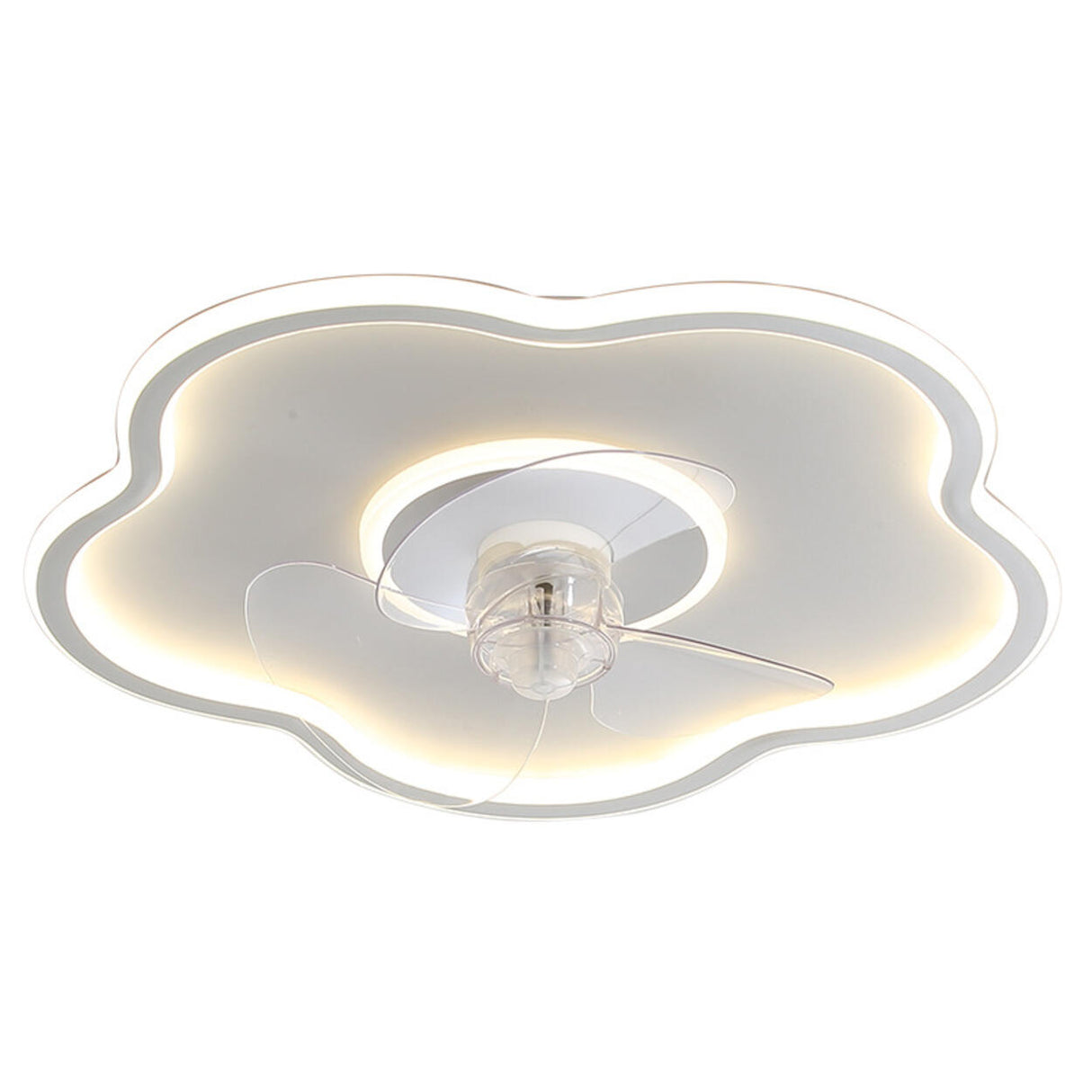 Simple Modern Flush Mount Clear Blade Ceiling Fan Light Image - 10