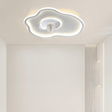 Simple Modern Flush Mount Clear Blade Ceiling Fan Light Image - 11