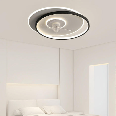 Simple Modern Flush Mount Clear Blade Ceiling Fan Light Image - 2