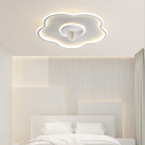 Simple Modern Flush Mount Clear Blade Ceiling Fan Light Image - 5