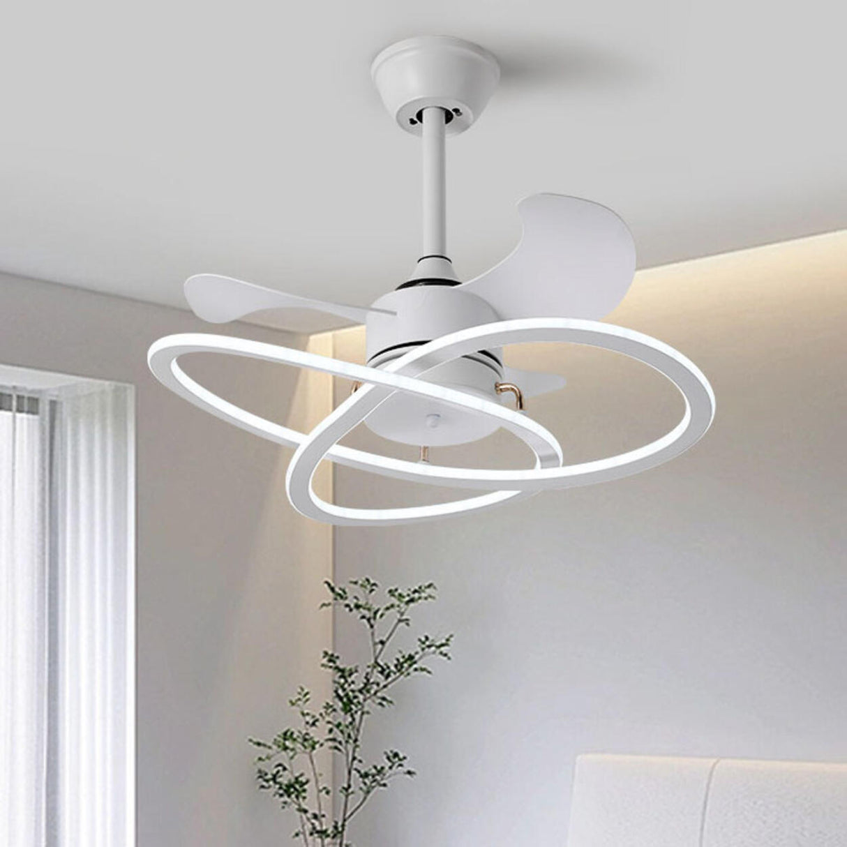 Simple Modern Geometric 3 Blade Ceiling Fan with Light Image - 17