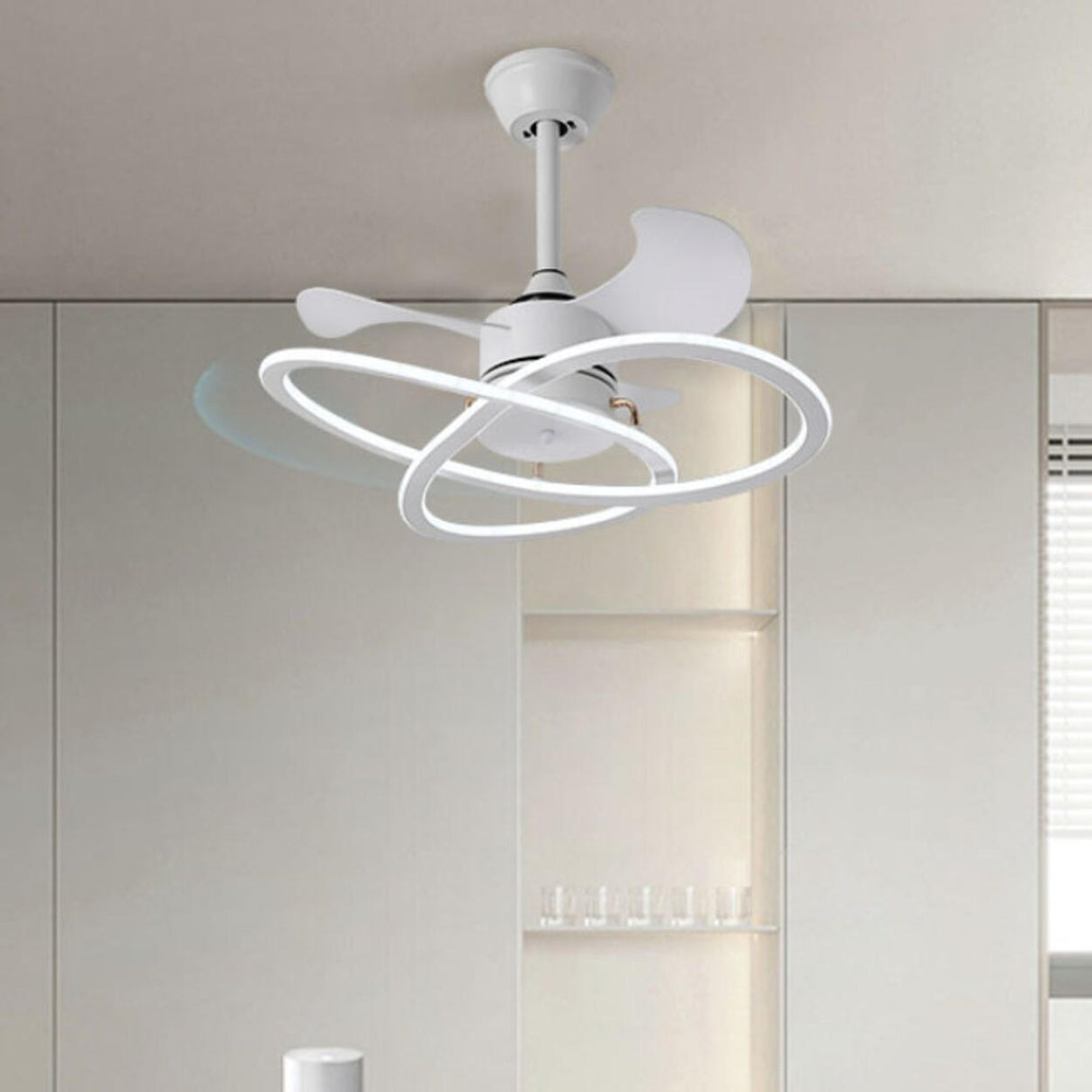 Simple Modern Geometric 3 Blade Ceiling Fan with Light Image - 18