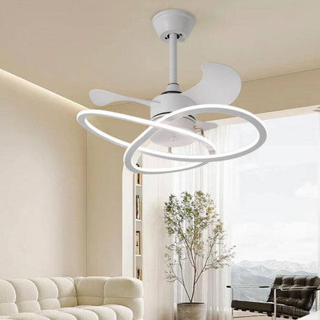 Simple Modern Geometric 3 Blade Ceiling Fan with Light Image - 2