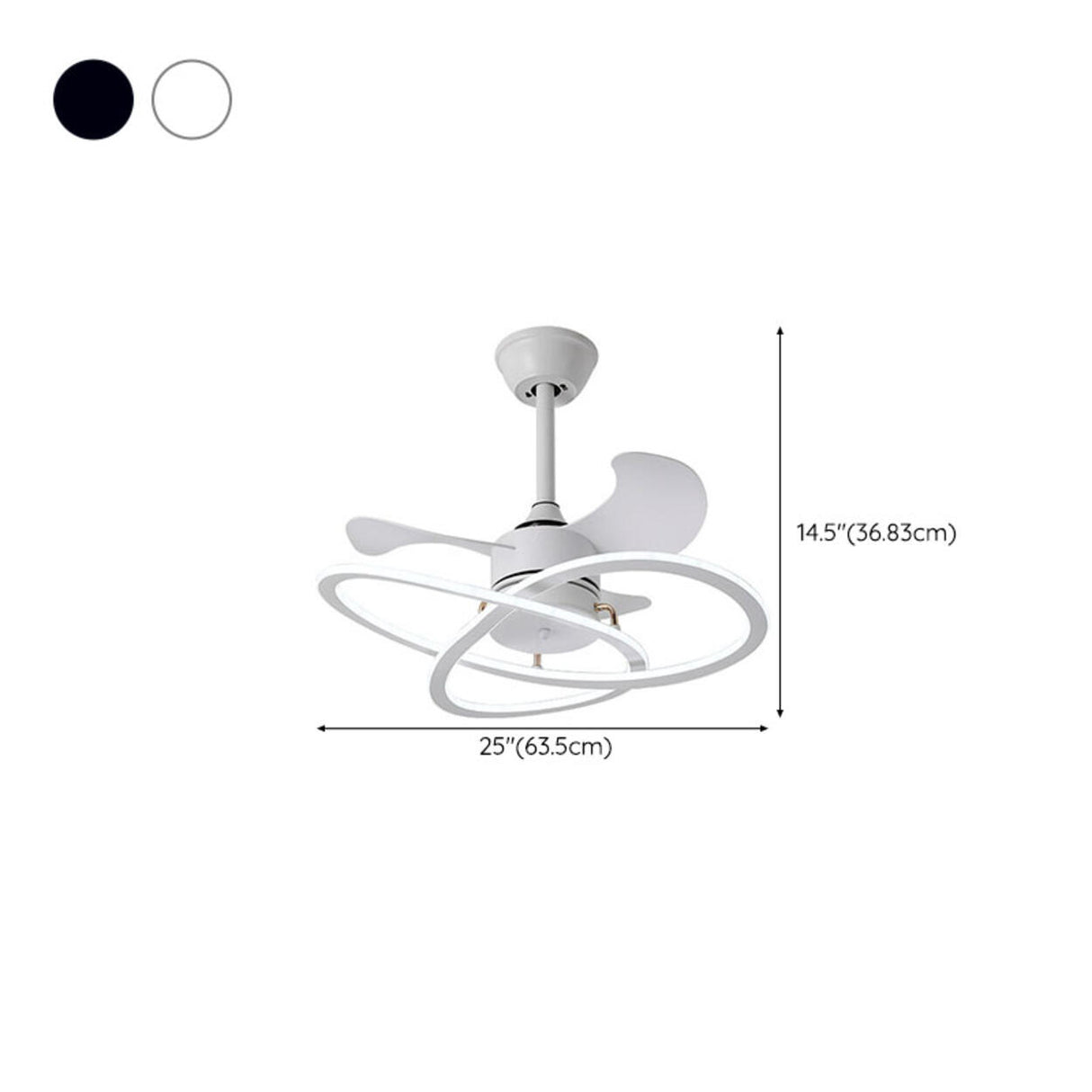 Simple Modern Geometric 3 Blade Ceiling Fan with Light 