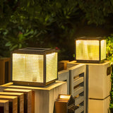 Simple Modern Glass Cube Solar Outdoor Post Light Image - 1