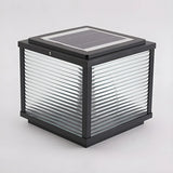 Simple Modern Glass Cube Solar Outdoor Post Light Image - 11