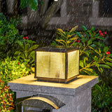 Simple Modern Glass Cube Solar Outdoor Post Light Image - 15