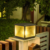 Simple Modern Glass Cube Solar Outdoor Post Light Image - 16