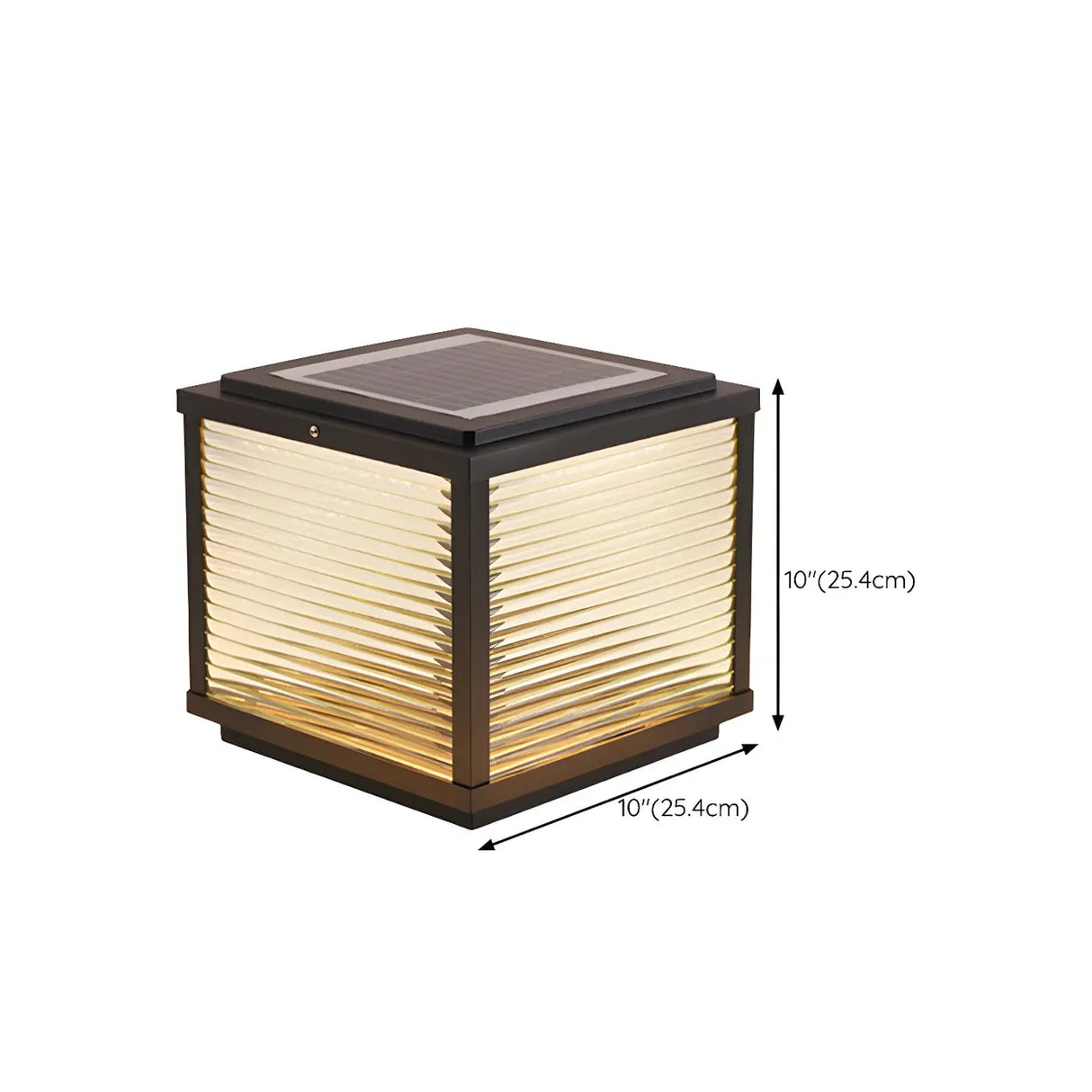 Simple Modern Glass Cube Solar Outdoor Post Light Image - 21