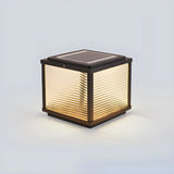 Simple Modern Glass Cube Solar Outdoor Post Light Image - 3