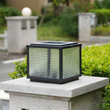 Simple Modern Glass Cube Solar Outdoor Post Light Image - 4