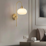 Simple Modern Globe Glass Gold Bedroom Wall Sconce Image - 1