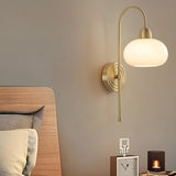 Simple Modern Globe Glass Gold Bedroom Wall Sconce Image - 11