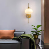 Simple Modern Globe Glass Gold Bedroom Wall Sconce Image - 2