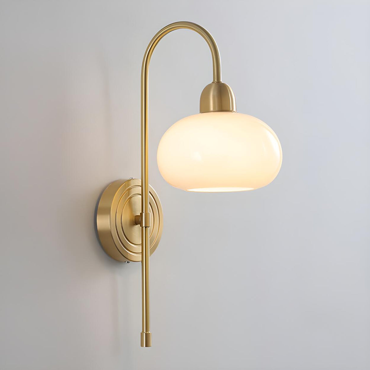 Simple Modern Globe Glass Gold Bedroom Wall Sconce Image - 6